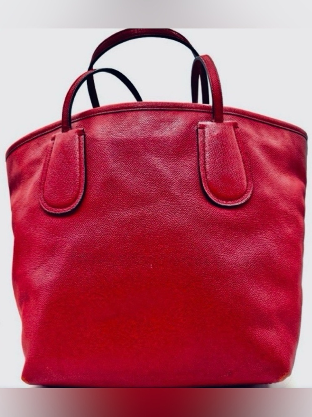 “Coach - Taxi” Red Crossgrain Leather Tote Bag. - Picture 2 of 5
